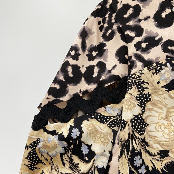 Rebecca Taylor Floral Contrast Silk Tie Blouse - Picture 5 of 7